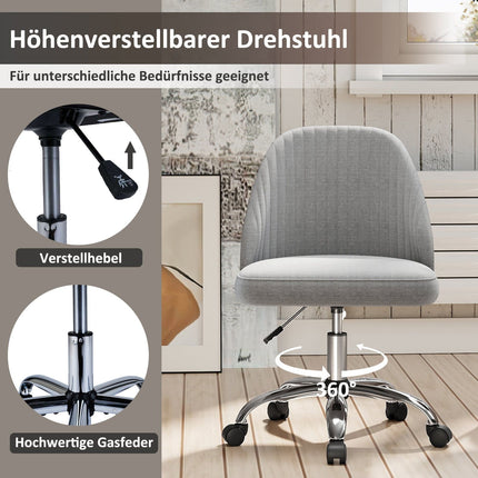 Nastavitelná šedá otočná kancelářská židle bez područek – úsporný design