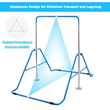 Adjustable Gymnastics Bar, Foldable, 90-130 cm, Blue