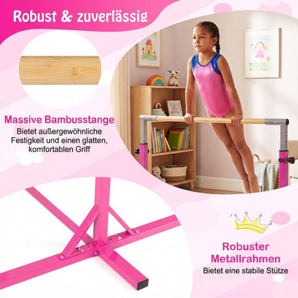 Nastavitelná dětská gymnastická hrazda, 85-145 cm, růžová