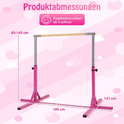 Nastavitelná dětská gymnastická hrazda, 85-145 cm, růžová