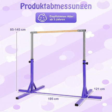 Nastavitelná dětská gymnastická hrazda, 85-145 cm, fialová