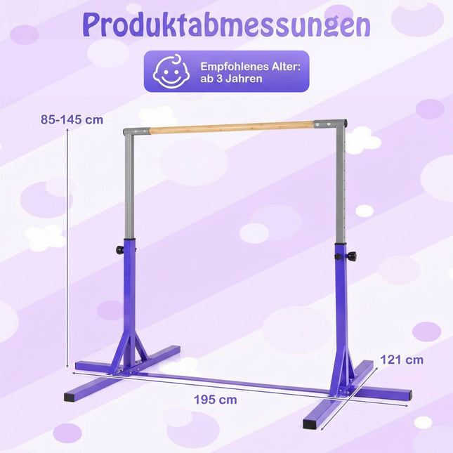 Nastavitelná dětská gymnastická hrazda, 85-145 cm, fialová