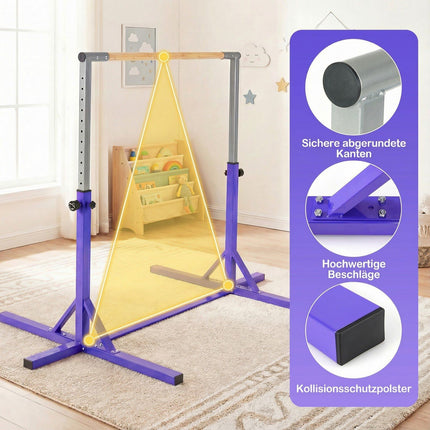 Nastavitelná dětská gymnastická hrazda, 85-145 cm, fialová