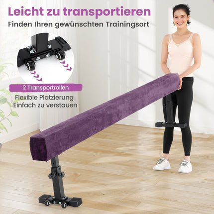 Nastavitelná gymnastická kladina, 226 cm, 3 výšky, fialová