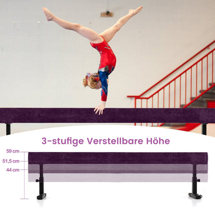 Nastavitelná gymnastická kladina, 226 cm, 3 výšky, fialová