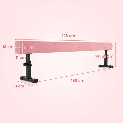 Nastavitelná gymnastická kladina, 226 cm, růžová, 3 výšky