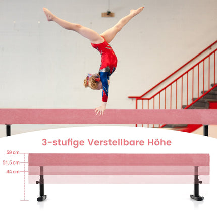 Nastavitelná gymnastická kladina, 226 cm, růžová, 3 výšky