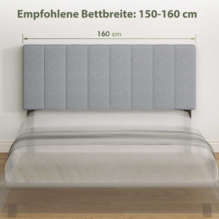 Nastavitelné čelo postele s kovovými nohami, vzhled lnu, 160 cm, šedá
