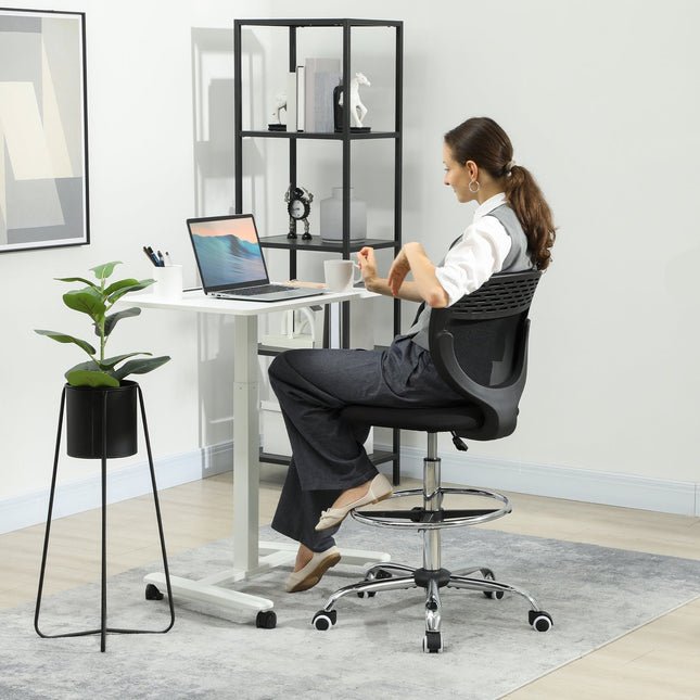 Adjustable Height Office Chair – Black, Padded, No Arms
