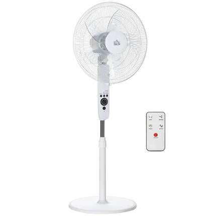Výškově nastavitelný stojanový ventilátor s dálkovým ovládáním, 3 rychlosti, bílá