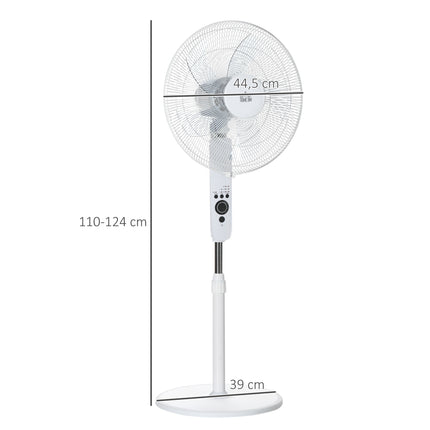 Výškově nastavitelný stojanový ventilátor s dálkovým ovládáním, 3 rychlosti, bílá