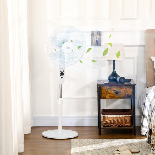 Výškově nastavitelný stojanový ventilátor s dálkovým ovládáním, 3 rychlosti, bílá