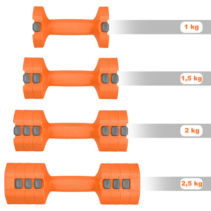 Nastavitelné hexagonální činky – 2 x 2.5 kg, rychlá výměna závaží