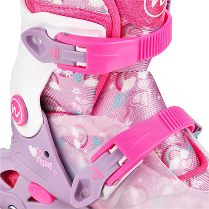 Adjustable Inline Skates, Pink, Size XS (27-30), 2-in-1