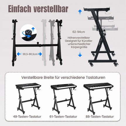Adjustable Keyboard Stand for 49-88 Key Electric Pianos