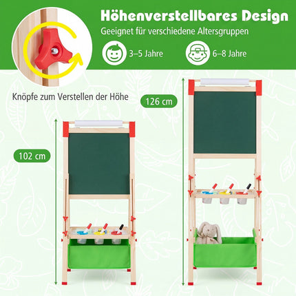 Adjustable Kids Art Easel with Magnetic Chalkboard & Whiteboard