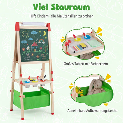 Adjustable Kids Art Easel with Magnetic Chalkboard & Whiteboard
