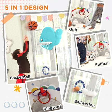 Adjustable Kids Basketball Hoop Set, 5-in-1 Indoor Outdoor Fun