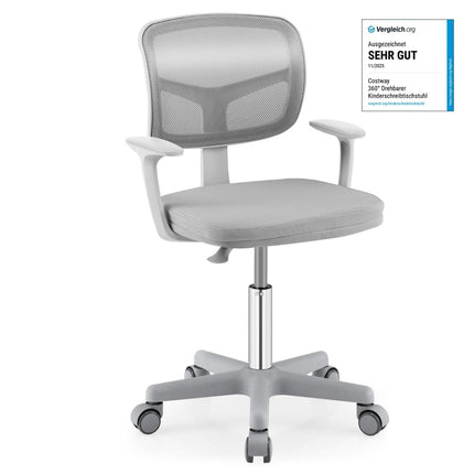 Nastavitelná dětská židle k psacímu stolu, otočná 360, ergonomická, šedá