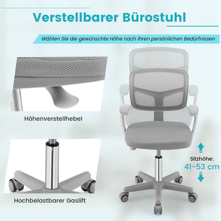 Nastavitelná dětská židle k psacímu stolu, otočná 360, ergonomická, šedá