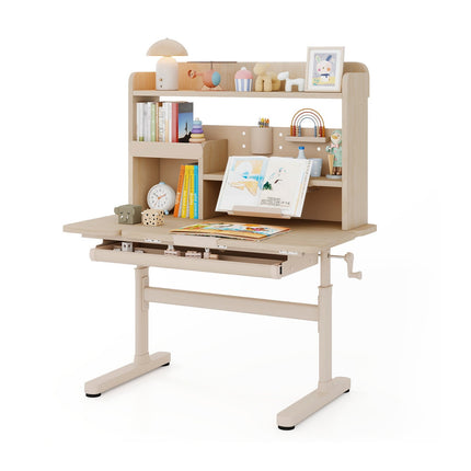 Adjustable Kids Desk with Shelf & Drawer, Tilt Top