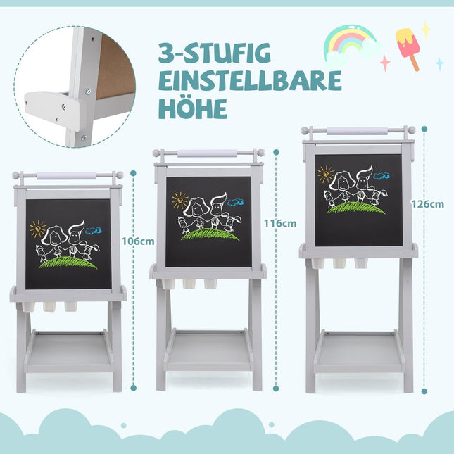 Nastavitelný dětský malířský stojan s bílou a magnetickou tabulí