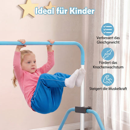 Nastavitelná dětská gymnastická hrazda, skládací, 90-130 cm, modrá
