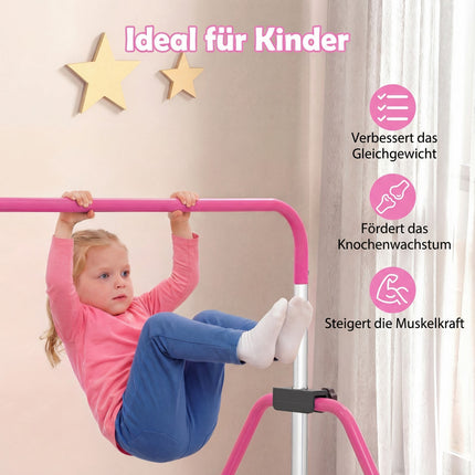 Nastavitelná dětská gymnastická hrazda, skládací, 90-130 cm, růžová