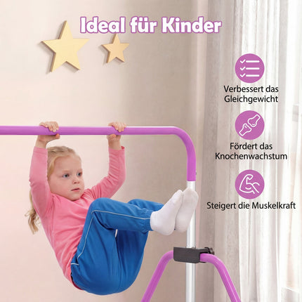 Nastavitelná dětská gymnastická hrazda, skládací, 90-130 cm, fialová