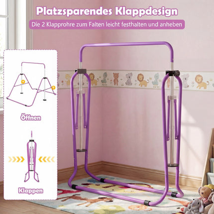 Nastavitelná dětská gymnastická hrazda, skládací, 90-130 cm, fialová