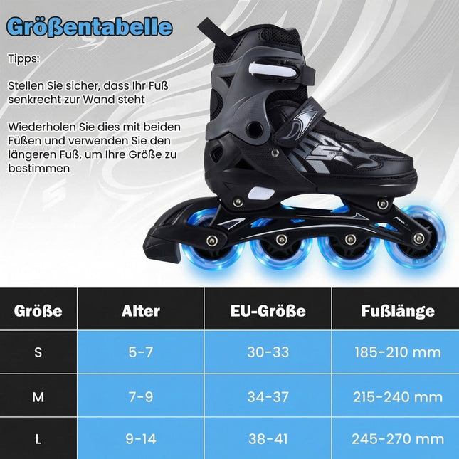 Verstelbare inline skates voor kinderen met verlichte wielen, maat 38-41