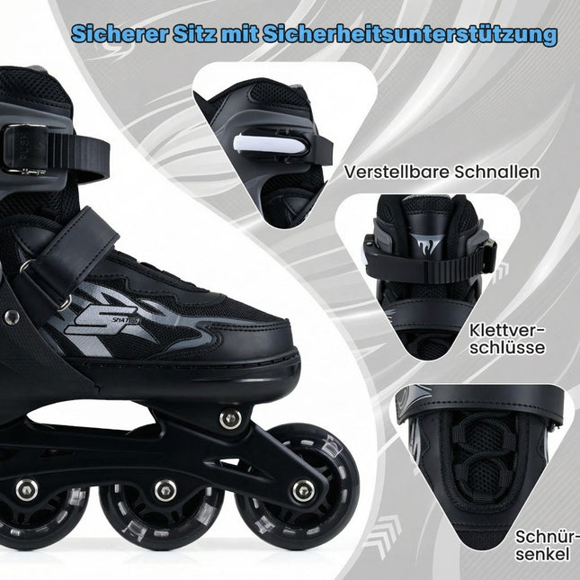 Verstelbare inline skates voor kinderen met verlichte wielen, maat 38-41