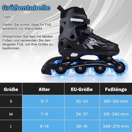 Nastavitelné dětské kolečkové brusle se svítícími kolečky, vel. M