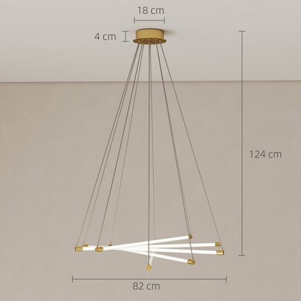 Verstellbare LED Deckenleuchte, 50W, 5 Röhren, Gold/Weiß