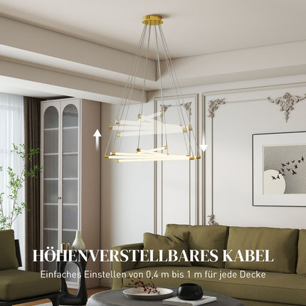 Verstellbare LED Deckenleuchte, 50W, 5 Röhren, Gold/Weiß