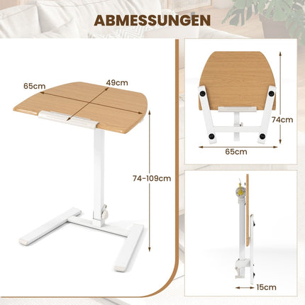Adjustable Laptop Desk with Tilt Top & Wheels