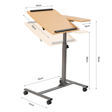 Nastavitelný stolek na notebook na kolečkách, výška 64-95 cm