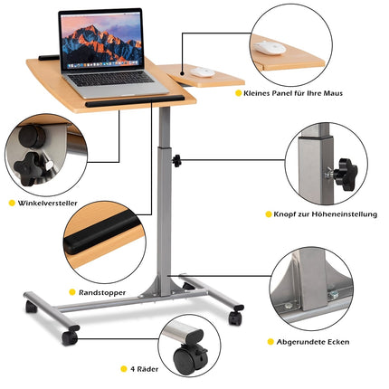 Nastavitelný stolek na notebook na kolečkách, výška 64-95 cm
