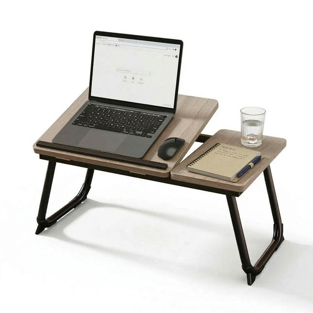 Adjustable Laptop Table – Foldable, Tilting Top, Wood-Effect
