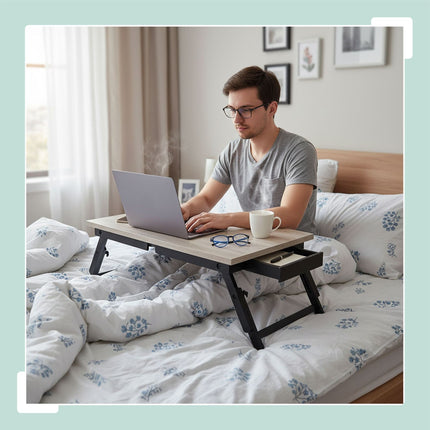 Nastavitelný stolek na notebook se zásuvkou – sklopná deska