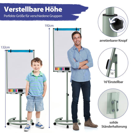Nastavitelná magnetická tabule na kolečkách s příslušenstvím