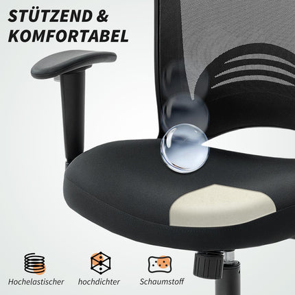 Nastavitelná síťovaná kancelářská židle na kolečkách, černá