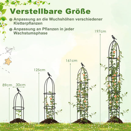 Nastavitelné kovové opěry na rostliny obelisk, sada 2 ks