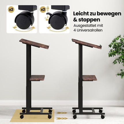 Verstellbares mobiles Rednerpult mit neigbarer Tischplatte
