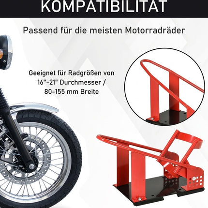 Adjustable Motorcycle Stand for 80-155mm Front Wheels, 450kg Capacity