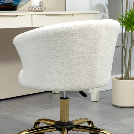 Nastavitelná kancelářská židle, teddy fleece, 58x56x68-76 cm, bílá
