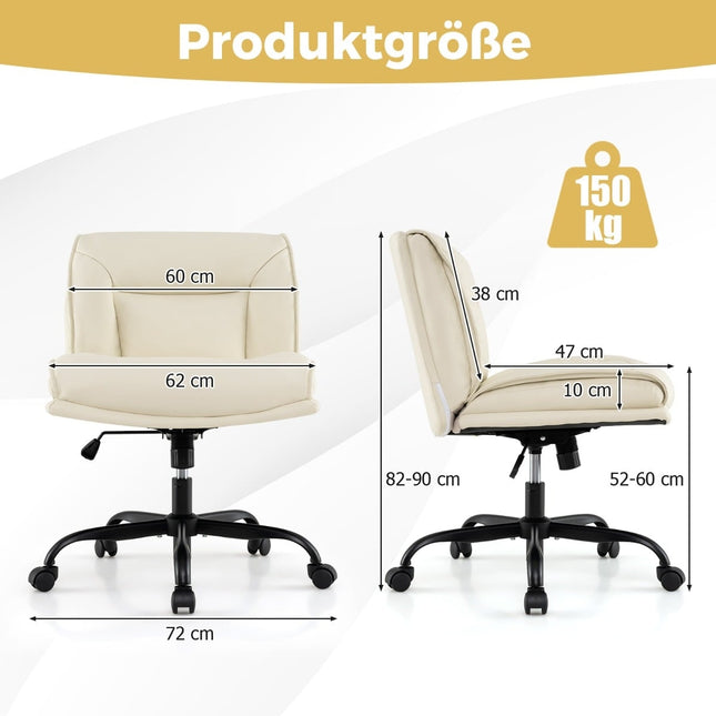 Nastavitelná kancelářská židle na kolečkách, široký sedák, béžová