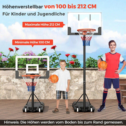Nastavitelný venkovní basketbalový koš, výška 100-212cm