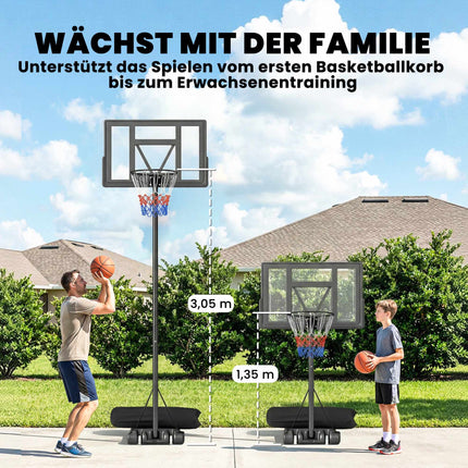 Nastavitelný venkovní basketbalový koš 135-305cm s kolečky