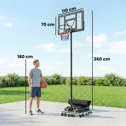 Nastavitelný venkovní basketbalový koš 135-305cm s kolečky